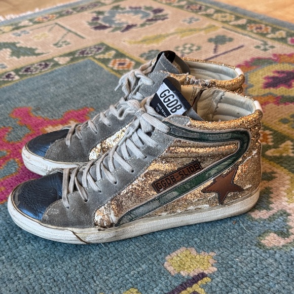 Golden Goose Women's Glitter Sneakers - Gold and Gray - Picture 3 of 8